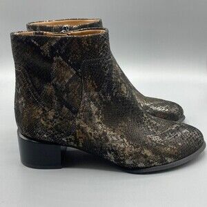 Vionic Kamryn Women's Pewter Boa Snake Skin Leather Ankle Boots